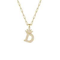 Fashion Zircon Crown 26 English Letter Pendant Trendy Simple Personality Necklace Necklace sku image 4
