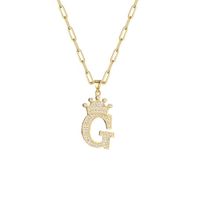 Fashion Zircon Crown 26 English Letter Pendant Trendy Simple Personality Necklace Necklace sku image 7
