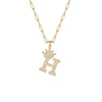 Fashion Zircon Crown 26 English Letter Pendant Trendy Simple Personality Necklace Necklace sku image 8