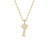 Fashion Zircon Crown 26 English Letter Pendant Trendy Simple Personality Necklace Necklace sku image 9