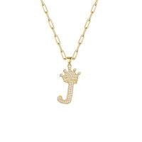 Fashion Zircon Crown 26 English Letter Pendant Trendy Simple Personality Necklace Necklace sku image 10