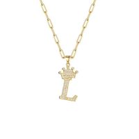 Fashion Zircon Crown 26 English Letter Pendant Trendy Simple Personality Necklace Necklace sku image 12