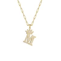 Fashion Zircon Crown 26 English Letter Pendant Trendy Simple Personality Necklace Necklace sku image 13