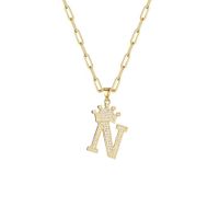 Fashion Zircon Crown 26 English Letter Pendant Trendy Simple Personality Necklace Necklace sku image 14