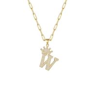 Fashion Zircon Crown 26 English Letter Pendant Trendy Simple Personality Necklace Necklace sku image 23