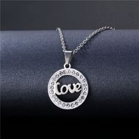 Cross-border Love Letter Necklace Necklace Stainless Steel Style Pendant Ceramic Clay Rhinestone Clavicle Chain Jewelry sku image 1