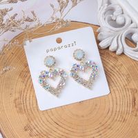 925 Silver Needle South Korea Temperament Color Diamond Earrings Exaggerated Love Earrings sku image 1