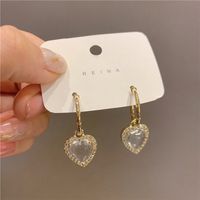 Korea Micro-inlaid Zircon Transparent Love Earrings S925 Silver Needle Earrings sku image 1