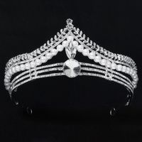 Europäische Und Amerikanische Hochzeitsaccessoires Retro-palast-stil Legierung Krone Brautkopfschmuck Strass Perlenkrone sku image 2