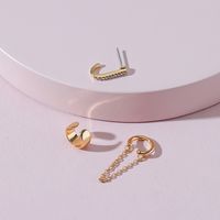 Fashion Jewelry Simple Metal Single Side Earrings Ear Clip Earrings Set sku image 1