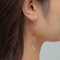 Fashion Jewelry Simple Asymmetrical Metal Line Stud Earrings sku image 1