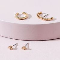 Fashion Jewelry Simple Metal Single Side Earrings Bee Earrings Ear Clip Earrings Set sku image 1