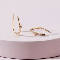 Fashion Jewelry Simple Metal Copper Inlaid Zircon Earrings sku image 1