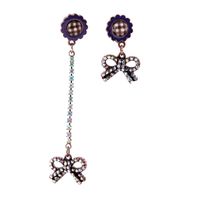 Creative Asymmetric Earrings Beautiful Small Fresh Bow Stud Earrings Personality Tassel Ear Jewelry Trend sku image 1