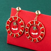 Christmas2021 New Christmas Earrings Metal Dripping Circle Old Snowflake Eardrops Stud Earrings Earrings sku image 2