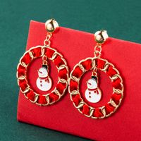 Christmas2021 New Christmas Earrings Metal Dripping Circle Old Snowflake Eardrops Stud Earrings Earrings sku image 3