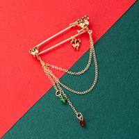 Christmas Series Alloy Color Dripping Oil Bowknot Bells Chain Brooch Tassels Christmas Accessories sku image 1
