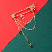 Christmas Series Alloy Color Dripping Oil Bowknot Bells Chain Brooch Tassels Christmas Accessories sku image 2