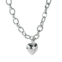 2021 Fashion Exaggerated High Sense Thick Chain Heart-shaped Pendant Necklace High Quality Pure Copper Electroplating Hip-hop Style Necklace sku image 1