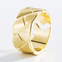 Cross-border Creative Personality Copper Plated 18k Real Gold Geometric Gold Ring Temperament Open Index Finger Ring sku image 1