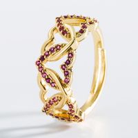 Mode Kreative Persönlichkeit Kupfer Vergoldet Intarsien Zirkon Auge Liebesring Öffnung Verstellbarer Ring Zubehör sku image 4