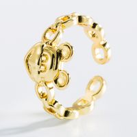 Mode Kreative Persönlichkeit Kupfer Vergoldet Intarsien Zirkon Auge Liebesring Öffnung Verstellbarer Ring Zubehör sku image 2