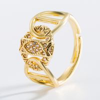 Fashion Creative Personality Copper Gold-plated Inlaid Zircon Eye Love Ring Opening Adjustable Ring Accessories sku image 3