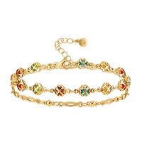 New Multi-layer Bracelet Female 18k Real Gold Electroplating Mixed Color Zircon Elegant Jewelry Adjustable main image 1