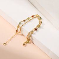 New Multi-layer Bracelet Female 18k Real Gold Electroplating Mixed Color Zircon Elegant Jewelry Adjustable main image 5