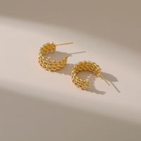 Retro Geometric Multi-layer Woven Niche Design Twist Earrings Copper Plated 18k C-shaped Trend Earrings Wholesale main image 4