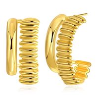 Cross-border New Products 18k Copper-plated Real Gold Earrings C-shaped Stripe Niche Design Minimalist Earrings main image 6