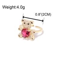 Copper-plated Love Micro-inlaid Zircon Bear Ring Personality Creative Opening Adjustable Ring main image 6