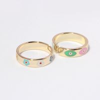 Korean Simple Fashion Geometric Eyes Sun Flower Ring Personality Retro Copper Plated Dripping Open Ring main image 1
