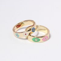 Korean Simple Fashion Geometric Eyes Sun Flower Ring Personality Retro Copper Plated Dripping Open Ring main image 3