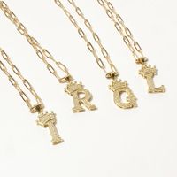 Fashion Zircon Crown 26 English Letter Pendant Trendy Simple Personality Necklace Necklace main image 3