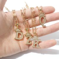 Fashion Zircon Crown 26 English Letter Pendant Trendy Simple Personality Necklace Necklace main image 5