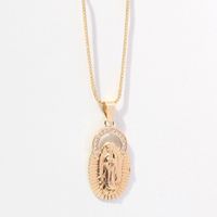 Vintage Religious Jewelry Virgin Mary Relief Pendant Diamond Necklace Wholesale main image 3