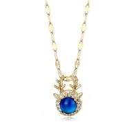 Collier Zircon Femme Cerf De La Forêt Noël Changement De Température Couleur Pendentif Chaîne De La Clavicule Ensemble main image 6