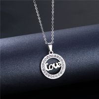 Cross-border Love Letter Necklace Necklace Stainless Steel Style Pendant Ceramic Clay Rhinestone Clavicle Chain Jewelry main image 3