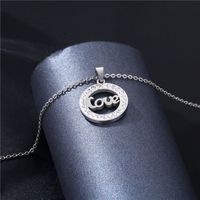 Cross-border Love Letter Necklace Necklace Stainless Steel Style Pendant Ceramic Clay Rhinestone Clavicle Chain Jewelry main image 4