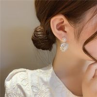 925 Silver Needle Pearl Diamond Drop Oil Flower Earrings Korean Retro Earrings main image 6