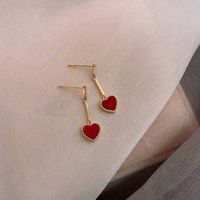 Red Love Earrings 925 Silver Needle Temperament Simple Small Peach Heart Earrings Christmas Earrings main image 4
