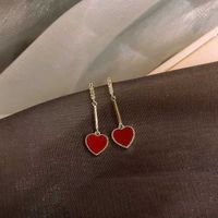 Red Love Earrings 925 Silver Needle Temperament Simple Small Peach Heart Earrings Christmas Earrings main image 6