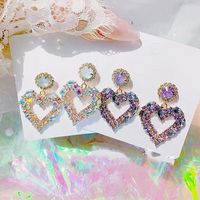 925 Silver Needle South Korea Temperament Color Diamond Earrings Exaggerated Love Earrings main image 6