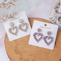 925 Silver Needle South Korea Temperament Color Diamond Earrings Exaggerated Love Earrings main image 5