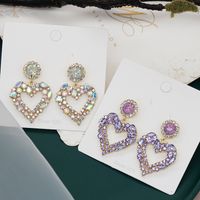 925 Silver Needle South Korea Temperament Color Diamond Earrings Exaggerated Love Earrings main image 4
