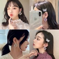 925 Silver Needle South Korea Temperament Color Diamond Earrings Exaggerated Love Earrings main image 3