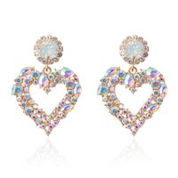925 Silver Needle South Korea Temperament Color Diamond Earrings Exaggerated Love Earrings main image 2