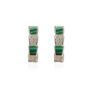 South Korea 925 Silver Needle Emerald Zircon Design Sense Temperament Earrings C-shaped Earrings main image 6