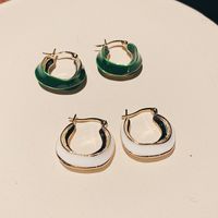 Green Drip Glaze Geometric Irregular Circle Earrings Korean Personality Retro Temperament Earrings main image 2